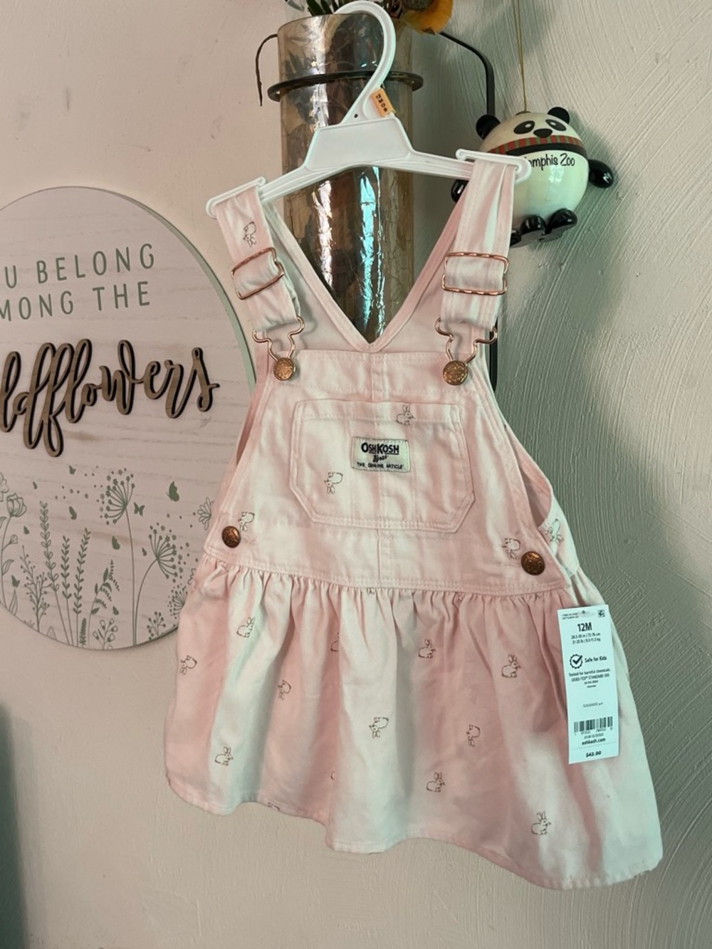 OshKosh B'gosh Light Pink Baby Girl Overall Dress